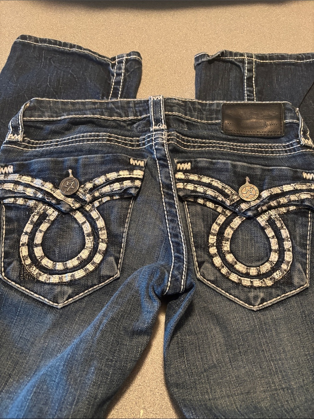 Big Star Women's Straight Leg Jeans in Blue with White Stitching